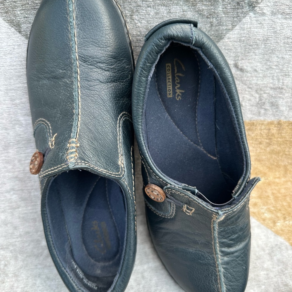 Clarks light navy Leather Loafers